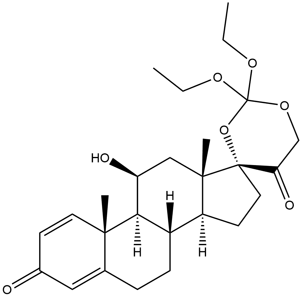 Pregna-1,4-diene-3,20-dione, 17,21-[(diethoxymethylene)bis(oxy)]-11-hydroxy-, (11β)-