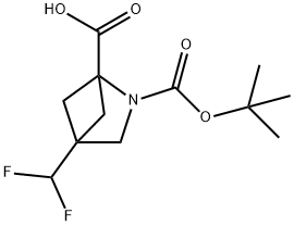 2-(叔丁氧基羰基)-4-(二氟甲基)-2-氮杂双环[2.1.1]己烷-1-羧酸, 2613381-87-4, 结构式