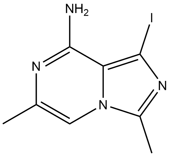 1-Iodo-3,6-dimethylimidazo[1,5-a]pyrazin-8-amine 化学構造式