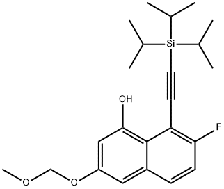 1-Naphthalenol, 7-fluoro-3-(methoxymethoxy)-8-[2-[tris(1-methylethyl)silyl]ethynyl]-|7-氟-3-(甲氧基甲氧基)-8-((三异丙基甲硅烷基)乙炔基)萘-1-醇