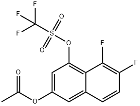 Methanesulfonic acid, 1,1,1-trifluoro-, 3-(acetyloxy)-7,8-difluoro-1-naphthalenyl ester Struktur