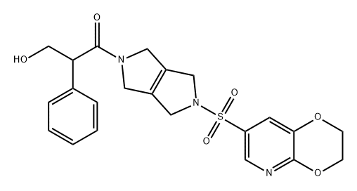 1-Propanone, 1-[5-[(2,3-dihydro-1,4-dioxino[2,3-b]pyridin-7-yl)sulfonyl]-3,4,5,6-tetrahydropyrrolo[3,4-c]pyrrol-2(1H)-yl]-3-hydroxy-2-phenyl- Struktur