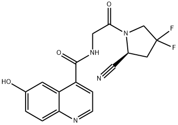 N-{2-[(2S)-2-cyano-4,4-difluoropyrrolidin-1-yl]-2-oxoethyl}-6-hydroxyquinoline-4-carboxamide Structure