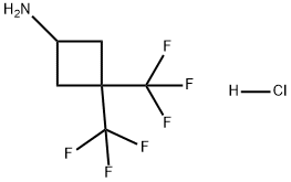 Cyclobutanamine, 3,3-bis(trifluoromethyl)-, hydrochloride (1:1) 化学構造式