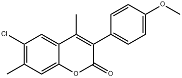 2H-1-Benzopyran-2-one, 6-chloro-3-(4-methoxyphenyl)-4,7-dimethyl-,262591-09-3,结构式