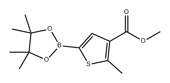 3-Thiophenecarboxylic acid, 2-methyl-5-(4,4,5,5-tetramethyl-1,3,2-dioxaborolan-2-yl)-, methyl ester Struktur