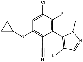 Benzonitrile, 2-(4-bromo-1-methyl-1H-pyrazol-5-yl)-4-chloro-6-(cyclopropyloxy)-3-fluoro-|BENZONITRILE, 2-(4-BROMO-1-METHYL-1H-PYRAZOL-5-YL)-4-CHLORO-6-(CYCLOPROPYLOXY)-3-FLUORO-