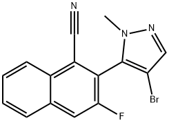 1-Naphthalenecarbonitrile, 2-(4-bromo-1-methyl-1H-pyrazol-5-yl)-3-fluoro-,2629318-45-0,结构式