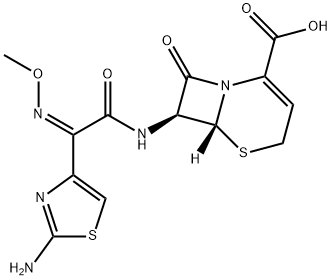 (6R,7S)-7-((Z)-2-(2-aminothiazol-4-yl)-2-(methoxyimino)acetamido)-8-oxo-5-thia-1-azabicyclo[4.2.0]oct-2-ene-2-carboxylic acid Struktur