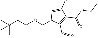 1H-Pyrrole-3-carboxylic acid, 4-bromo-2-formyl-1-[[2-(trimethylsilyl)ethoxy]methyl]-, ethyl ester|4-溴-2-甲酰基-1-[[2-(三甲基甲硅烷基)乙氧基]甲基]-1H吡咯-3-羧酸乙酯