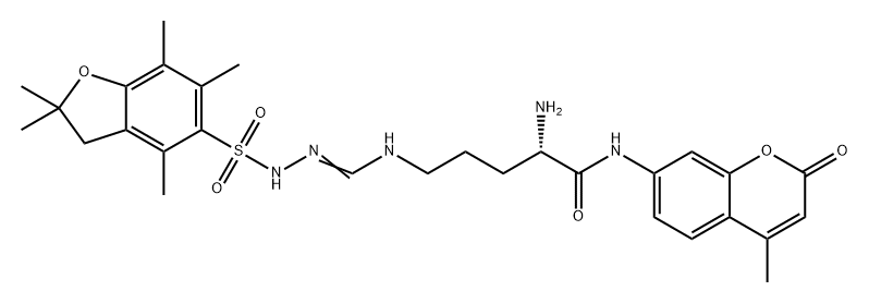 Pentanamide, 2-amino-5-[[[[(2,3-dihydro-2,2,4,6,7-pentamethyl-5-benzofuranyl)sulfonyl]amino]iminomethyl]amino]-N-(4-methyl-2-oxo-2H-1-benzopyran-7-yl)-, (2S)-|H-ARG(PBF)-AMC