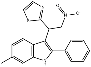 1H-Indole, 6-methyl-3-[2-nitro-1-(2-thiazolyl)ethyl]-2-phenyl- Structure