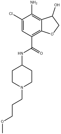7-Benzofurancarboxamide, 4-amino-5-chloro-2,3-dihydro-3-hydroxy-N-[1-(3-methoxypropyl)-4-piperidinyl]- 化学構造式