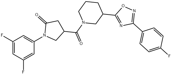 1-(3,5-二氟苯基)-4-(3-(3-(4-氟苯基)-1,2,4-噁二唑-5-基)哌啶-1-羰基)吡咯烷-2-酮, 2636770-20-0, 结构式
