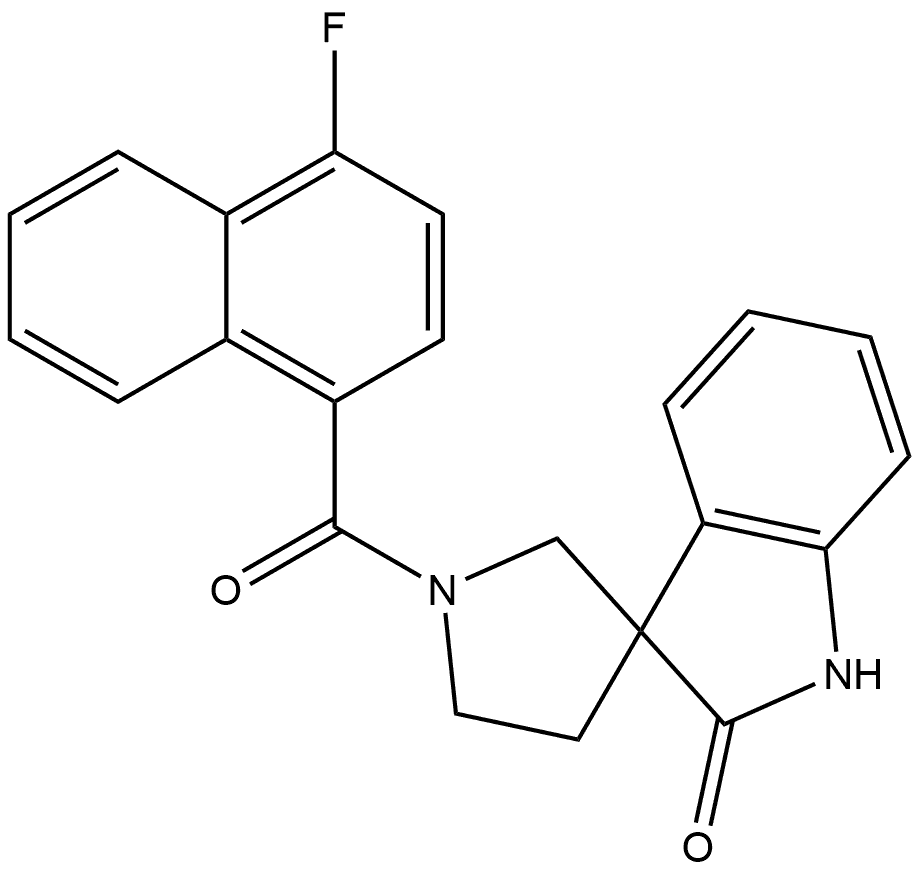 1′-[(4-Fluoro-1-naphthalenyl)carbonyl]spiro[3H-indole-3,3′-pyrrolidin]-2(1H)-one 结构式