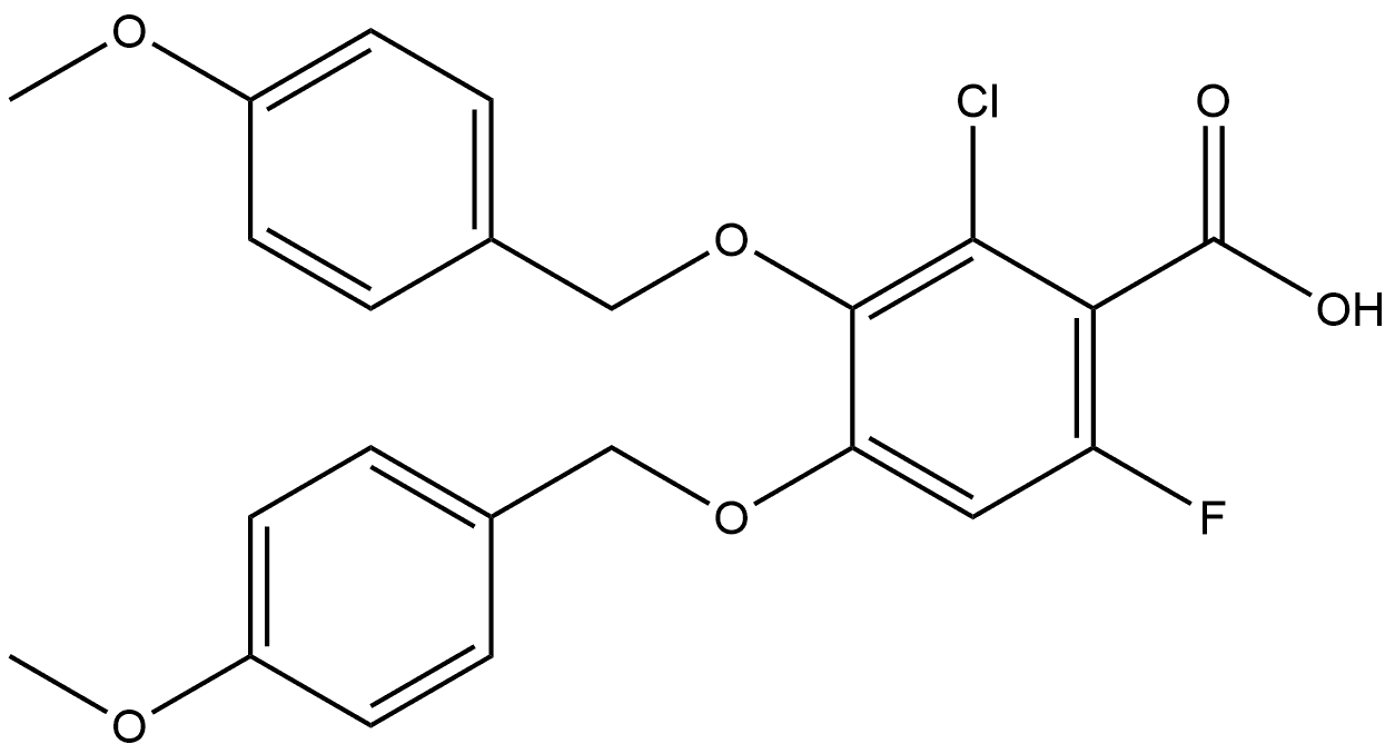 2-Chloro-6-fluoro-3,4-bis((4-methoxybenzyl)oxy)benzoic acid Structure