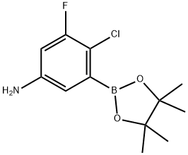 Benzenamine, 4-chloro-3-fluoro-5-(4,4,5,5-tetramethyl-1,3,2-dioxaborolan-2-yl)- Struktur