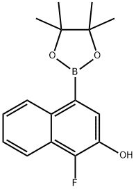 2-Naphthalenol, 1-fluoro-4-(4,4,5,5-tetramethyl-1,3,2-dioxaborolan-2-yl)- Structure