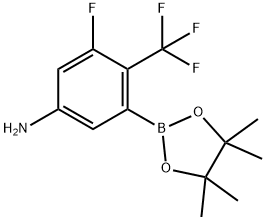 3-氟-5-(4,4,5,5-四甲基-1,3,2-二氧硼杂环戊烷-2-基)-4-(三氟甲基)苯胺,2638502-50-6,结构式