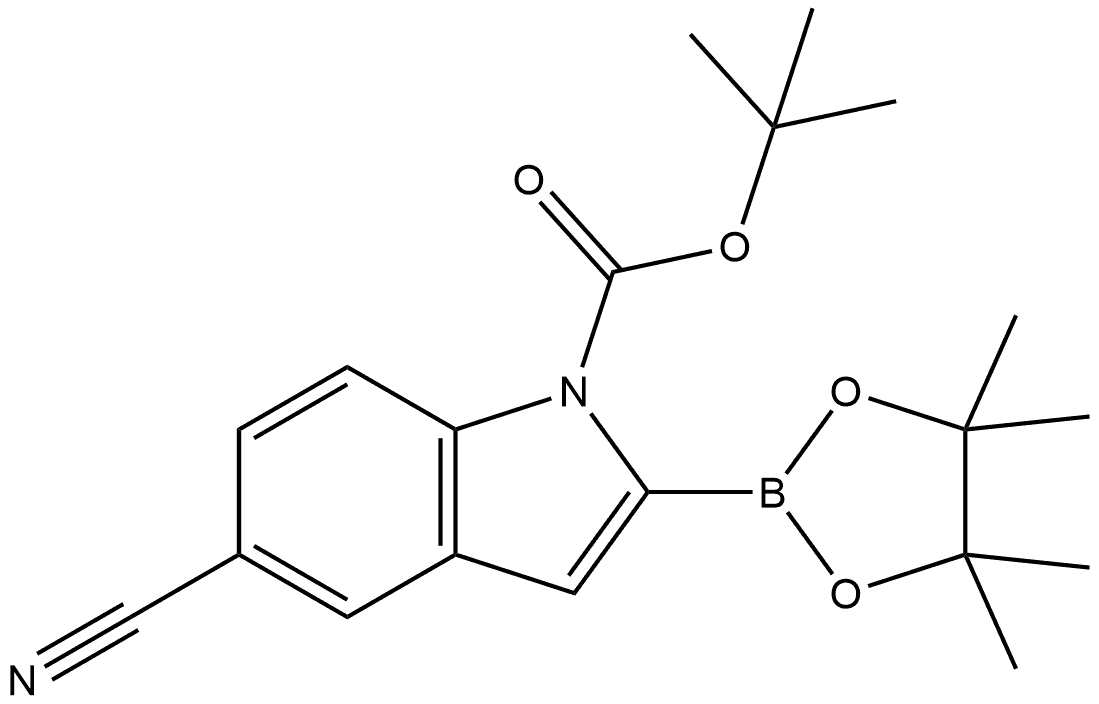 tert-Butyl 5-cyano-2-(4,4,5,5-tetramethyl-1,3,2-dioxaborolan-2-yl)-1H-indole-1-carboxylate Struktur