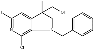 1H-Pyrrolo[2,3-c]pyridine-3-methanol, 7-chloro-2,3-dihydro-5-iodo-3-methyl-1-(phenylmethyl)- Structure