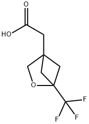 2-[1-(trifluoromethyl)-2-oxabicyclo[2.1.1]hexan-4-yl]acetic acid Struktur