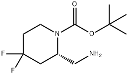 1-Piperidinecarboxylic acid, 2-(aminomethyl)-4,4-difluoro-, 1,1-dimethylethyl ester, (2S)- Structure