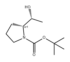 1-Pyrrolidinecarboxylic acid, 2-[(1R)-1-hydroxyethyl]-, 1,1-dimethylethyl ester, (2R)-rel- 结构式