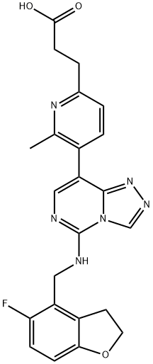2-Pyridinepropanoic acid, 5-[5-[[(5-fluoro-2,3-dihydro-4-benzofuranyl)methyl]amino]-1,2,4-triazolo[4,3-c]pyrimidin-8-yl]-6-methyl-|化合物 T13765