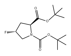 1,2-Pyrrolidinedicarboxylic acid, 4-fluoro-, 1,2-bis(1,1-dimethylethyl) ester, (2S,4R)- Struktur