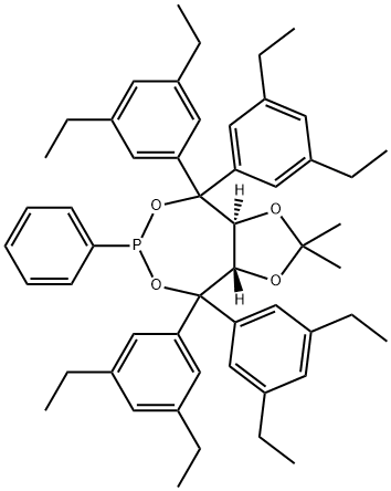 1,3-Dioxolo[4,5-e][1,3,2]dioxaphosphepin, 4,4,8,8-tetrakis(3,5-diethylphenyl)tetrahydro-2,2-dimethyl-6-phenyl-, (3aS,8aS)- Structure