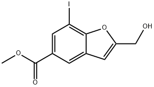 Methyl 2-(hydroxymethyl)-7-iodo-5-benzofurancarboxylate Structure