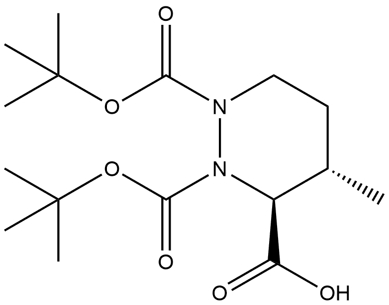 (3S,4S)-1,2-双(叔丁氧基羰基)-4-甲基六氢哒嗪-3-羧酸,2641452-28-8,结构式