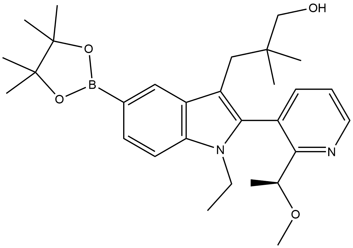 1-Ethyl-2-[2-[(1S)-1-methoxyethyl]-3-pyridinyl]-β,β-dimethyl-5-(4,4,5,5-tetramethyl-1,3,2-dioxaborolan-2-yl)-1H-indole-3-propanol Structure