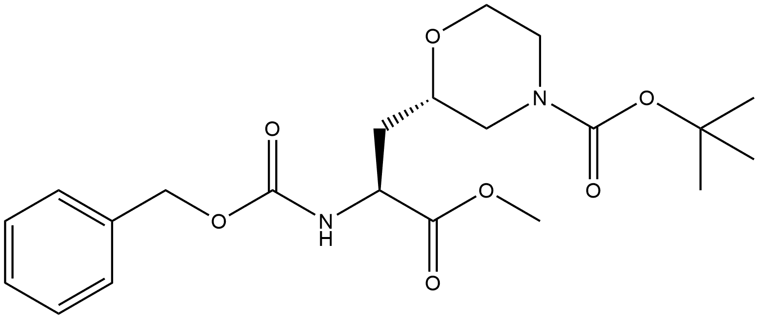 Methyl (αS,2S)-4-[(1,1-dimethylethoxy)carbonyl]-α-[[(phenylmethoxy)carbonyl]amino]-2-morpholinepropanoate Struktur