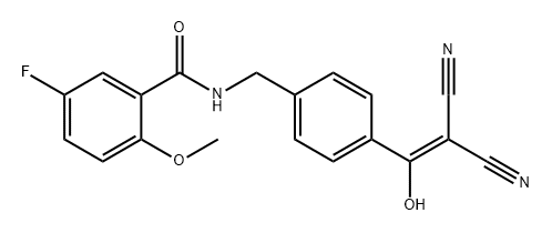 Benzamide, N-[[4-(2,2-dicyano-1-hydroxyethenyl)phenyl]methyl]-5-fluoro-2-methoxy- Structure