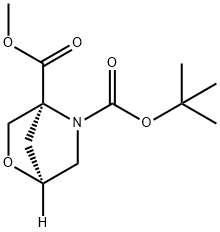 5-(1,1-Dimethylethyl) 4-methyl (1S,4S)-2-oxa-5-azabicyclo[2.2.1]heptane-4,5-dicarboxylate 化学構造式