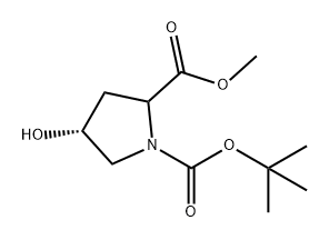 (4R)-1-叔丁基2-甲基4-羟基吡咯烷-1,2-二甲酸酯,2643374-92-7,结构式