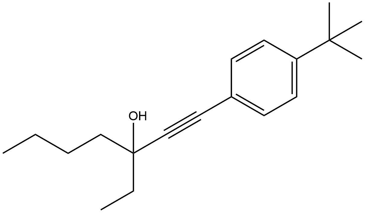 1-[4-(1,1-Dimethylethyl)phenyl]-3-ethyl-1-heptyn-3-ol 化学構造式