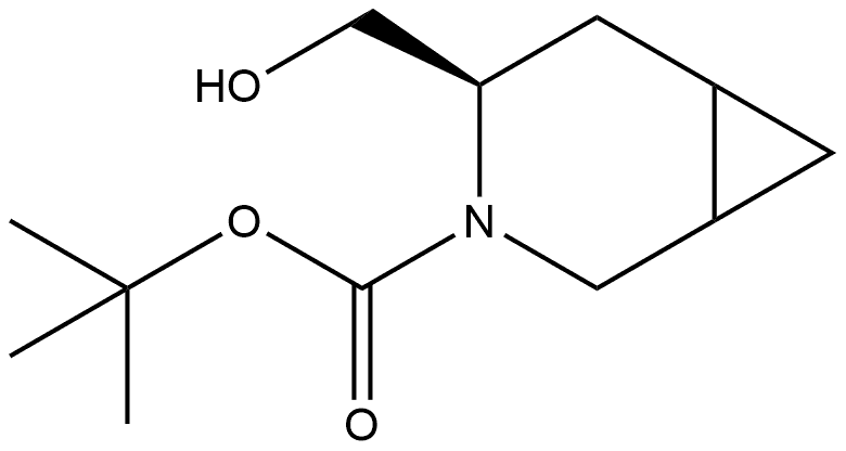 tert-Butyl (4R)-4-(hydroxymethyl)-3-azabicyclo[4.1.0]heptane-3-carboxylate Struktur