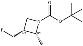 1-Azetidinecarboxylic acid, 3-(fluoromethyl)-2-methyl-, 1,1-dimethylethyl ester, (2R,3R)-rel- 化学構造式