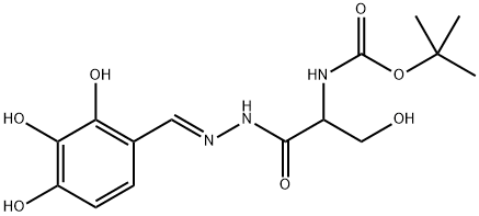 Serine, N-[(1,1-dimethylethoxy)carbonyl]-, 2-[(2,3,4-trihydroxyphenyl)methylene]hydrazide Structure