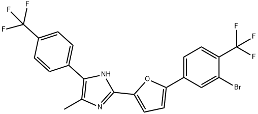 2-{5-[3-bromo-4-(trifluoromethyl)phenyl]furan-2-yl}-5-methyl-4-[4-(trifluoromethyl)phenyl]-1H-imidazole 结构式