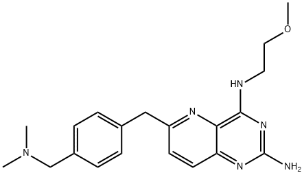 6-[[4-[(Dimethylamino)methyl]phenyl]methyl]-N4-(2-methoxyethyl)pyrido[3,2-d]pyrimidine-2,4-diamine Structure