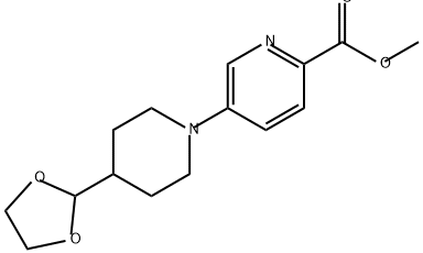 2-Pyridinecarboxylic acid, 5-[4-(1,3-dioxolan-2-yl)-1-piperidinyl]-, methyl ester 化学構造式