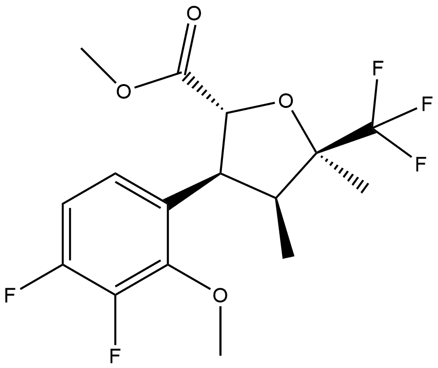 外消旋-(2R,3S,4S,5R)-3-(3,4-二氟-2-甲氧基苯基)-4,5-二甲基-5-(三氟甲基)四氢呋喃-2-甲酸甲酯, 2649469-35-0, 结构式