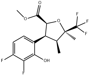 Methyl (2S,3S,4S,5R)-3-(3,4-difluoro-2-hydroxyphenyl)tetrahydro-4,5-dimethyl-5-(trifluoromethyl)-2-furancarboxylate Structure