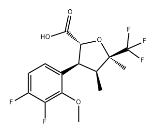 (2R,3S,4S,5R)-3-(3,4-二氟-2-甲氧基苯基)-4,5-二甲基-5-(三氟甲基)四氢呋喃-2-羧酸,2649470-87-9,结构式