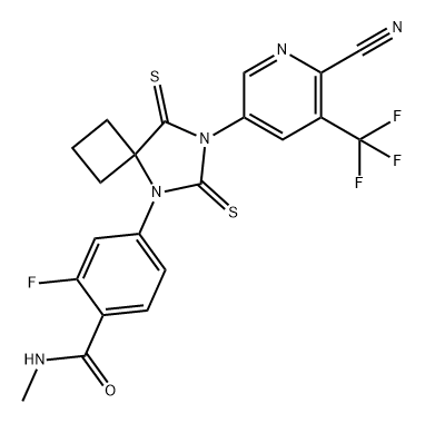Benzamide, 4-[7-[6-cyano-5-(trifluoromethyl)-3-pyridinyl]-6,8-dithioxo-5,7-diazaspiro[3.4]oct-5-yl]-2-fluoro-N-methyl- Structure