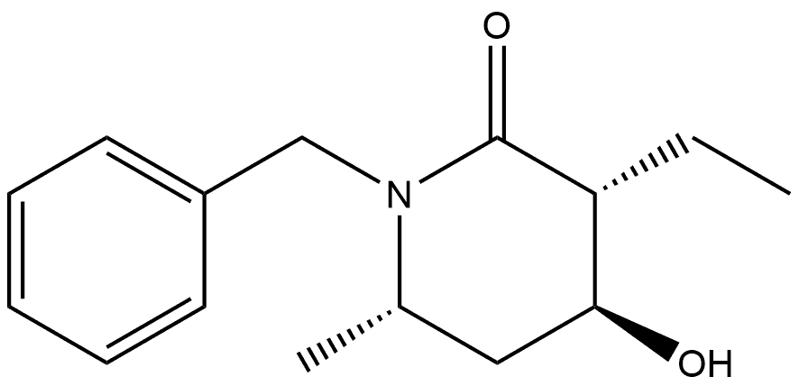 (3R,4S,6S)-3-Ethyl-4-hydroxy-6-methyl-1-(phenylmethyl)-2-piperidinone Struktur